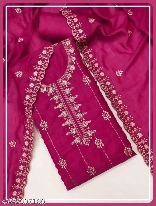 Vichitra Silk Punjabi/All Over Suits (Pink, 7.05 meter for Women (4XL)