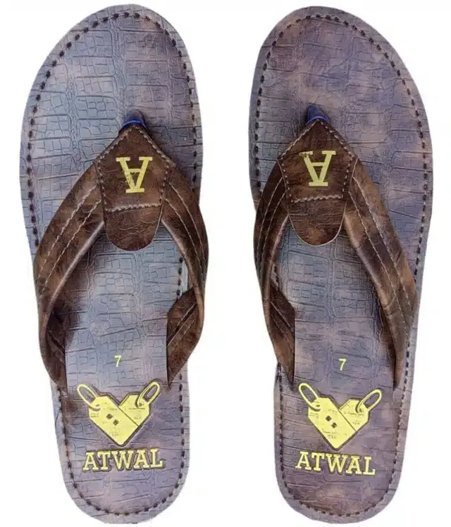 Casual Flip Flops for Men (Brown, 7)