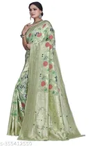 Cotton Linen Zari Woven Saree for Women 