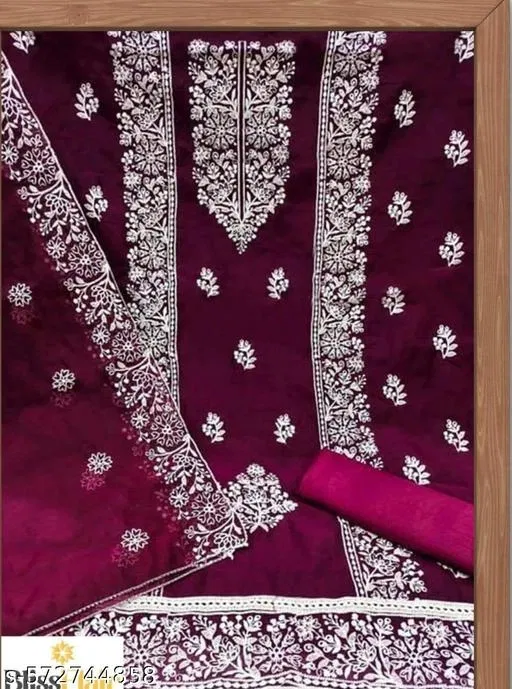 Embroidered Floral Patiala Suits for Women (Purple, Un Stitched)