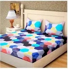 Polycotton Printed Double Bedsheet with Two Pillow Covers 