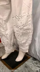 Cotton Solid Salwar for Women, White 