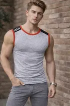 Cotton Jym Vest for Men, Grey 