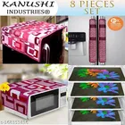 KANUSHI Industries® Fridge/Refrigerator Cove + 1 Pc microwave cover + 2 Pc handle cover + 4 pc Fridge Mats