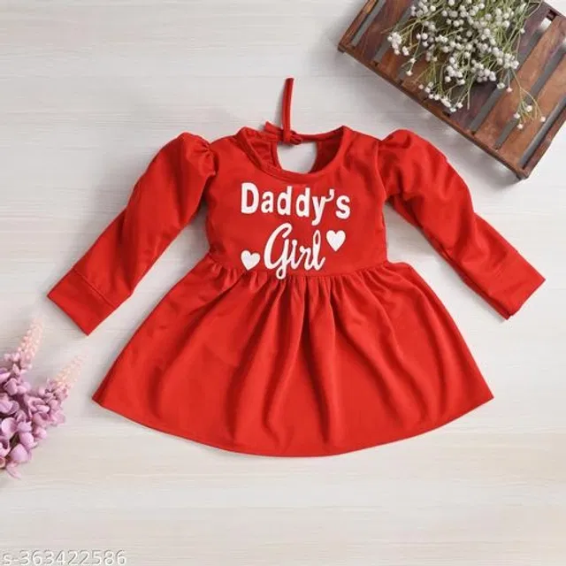 Crepe Frock for Girls (Red, 12-18 Months)