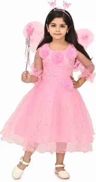 Cotton Blend Embellished Frock for Girls (Pink, 9-12 Months)