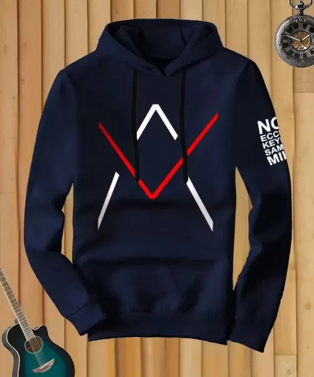 Men's Printed Sweatshirt (Black, XXL)