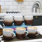 6 Pcs Ceramic Tea & Coffee Cup Set - Dual Tone Royal Brown