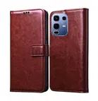 Artificial Leather Mobile Flip Cover for Infinix X6857B / Note 50x 5G (Brown)