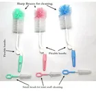 Combo 2-in-1 baby bottle and nipple cleaning brush set featuring a long handle for cleaning bottles and a smaller brush for nipples 