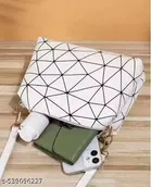 Modern Geometric Print PU Crossbody Sling Bag with Removable Strap for Women 