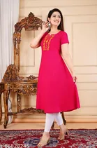 Rayon Kurti for Women, Red 