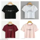 Round Neck Printed Crop T-Shirts for Women 