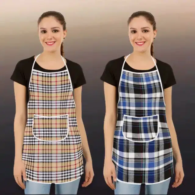 Cotton Kitchen Aprons (Multicolor, Pack of 2)