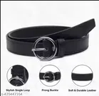 Faux Leather Belt for Women, Black 