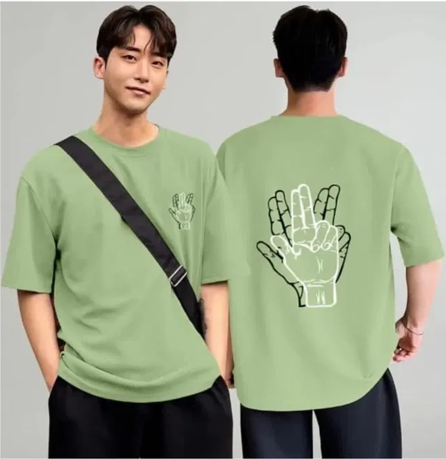 Round Neck Printed T-Shirt for Men (Green, M)