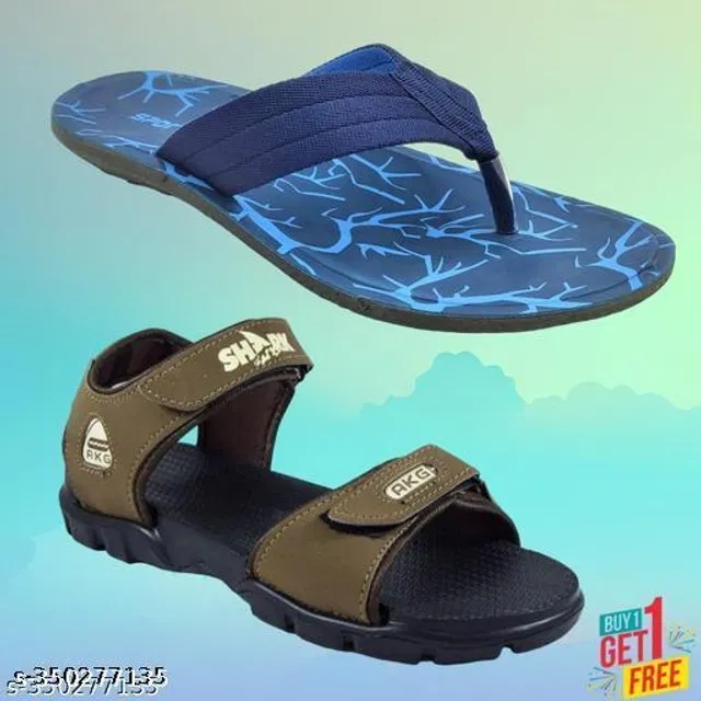 Sandal with Flipflop for Men (Multicolor, 6) (Pack of 2)