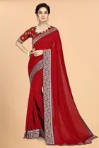 Vichitra Embroidery Saree for Women 