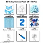 Blue Baby Shark Theme 2nd Happy Birthday Decoration Items For Girls, Multicolor, Pack of 112