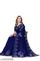 Georgette Embellished Saree For Women, Blue
