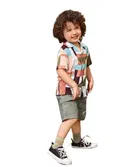 Cotton Blend Printed Shirt For Boys, Pink Blue 