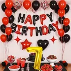7th Happy Birthday Balloon Decoration Kit ,Black & Red Set Of 1
