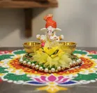 Metal Decoretive Pooja Thali, Multicolour Pack of 1