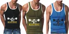 Cotton Blend Printed Gym Vest for Men (Multicolor, L) (Pack of 3)