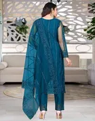 Net Solid Kurta Set with Dupatta for Women 