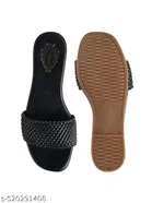 Shoetopia Solid Black Comfort Open Toe Sandals 
