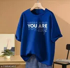 Cotton Blend Printed T-shirt for Women, Blue 