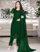 Net Solid Kurta Set with Dupatta for Women 