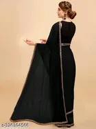 Super Net Solid Saree For Women, Black