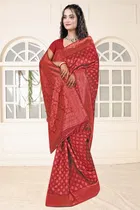 Jacquard Woven Design Saree for Women, Maroon 