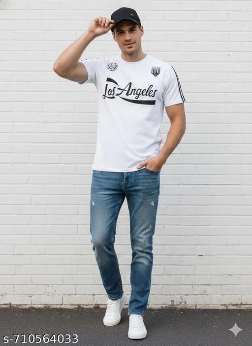 Poly Blend T-shirt for Men, White (S)