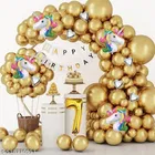 62 Pcs 7th Birthday Decoration kit, Golden, Set of 1