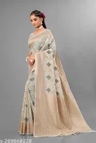Cotton Linen Zari Woven Saree for Women 