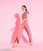 Lycra Embellished Jumpsuit for Women (Pink, XS)