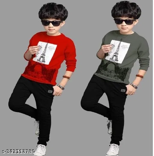 Cotton Clothing Set for Boys, Multicolour, Pack of 2 (9-10 Years)