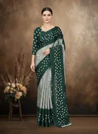 Art Silk Printed Saree for Women, Green 