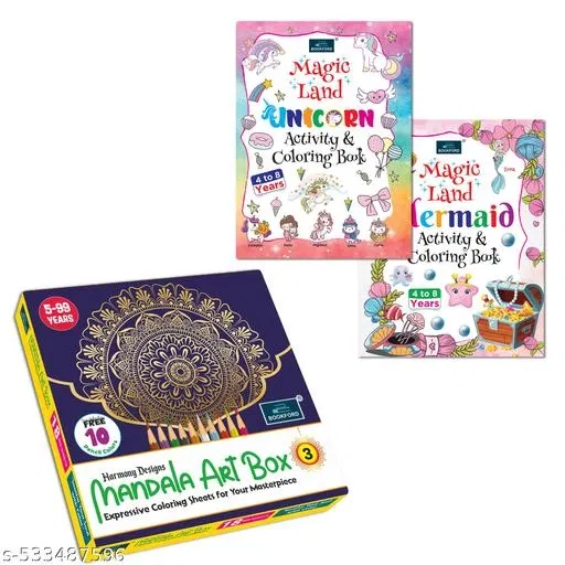 Harmony Mandala Boxx Part 3 + Set of 2 Books: Magic Land – Unicorn & Mermaid – Let little ones dive into enchanted adventures full of sparklee, wonder, and fun!