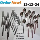 Stainless Steel 12 Pcs Spoons with 12 Pcs Forks 