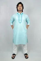Cotton Full Sleeves Embroidered Kurta Set for Men 