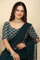 Georgette Woven Design Saree for Women 