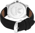 Silver Dial Chronograph Watch with PU Strap for Men, Black