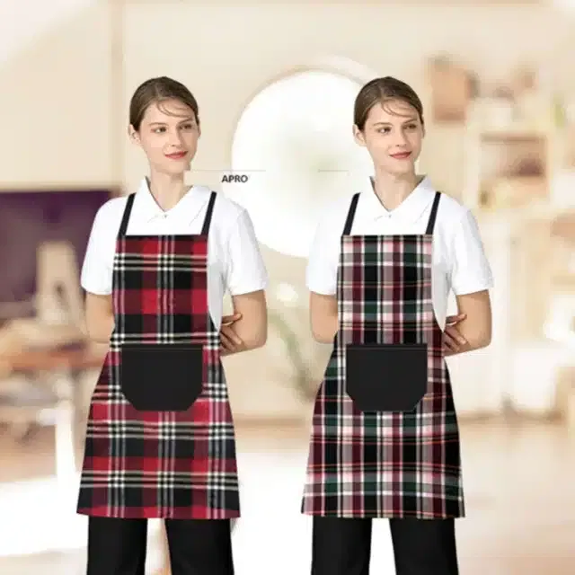 Cotton Kitchen Aprons (Multicolor, Pack of 2)