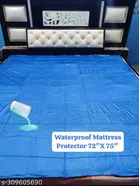 PVC Double Bed Mattress Protector (Blue, 72x75 inches)