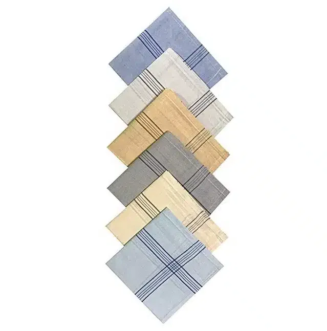 Cotton Blend Handkerchiefs for Men (Pack of 6) (Multicolor, 18x18 cm)