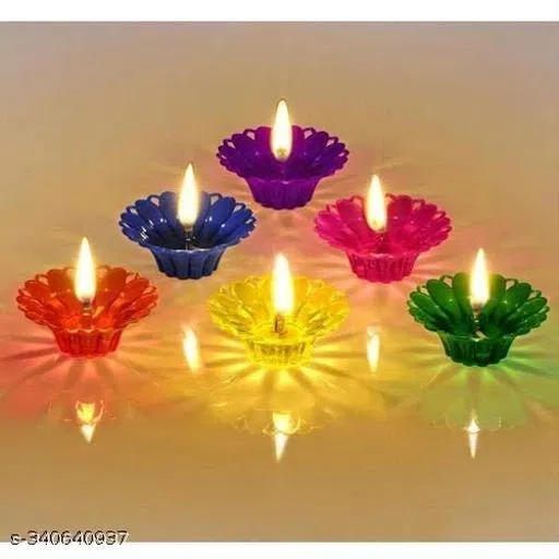 3D Reflection Diyas (Multicolor, Pack of 10)