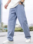 Denim Washed Baggy Jeans for Men (Sky Blue, 28)